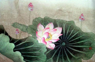 Chinese Lotus Painting,50cm x 33cm,2320003-x