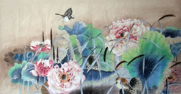 Chinese Lotus Painting,66cm x 136cm,2352024-x