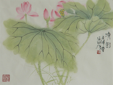 Chinese Lotus Painting,34cm x 46cm,2388003-x