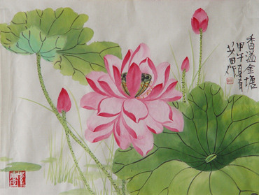 Chinese Lotus Painting,34cm x 46cm,2388014-x