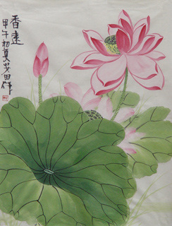 Chinese Lotus Painting,34cm x 46cm,2388020-x