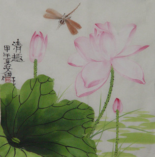 Chinese Lotus Painting,34cm x 34cm,2388032-x