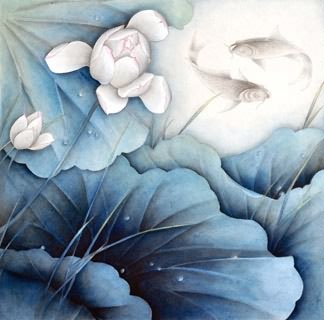 Chinese Lotus Painting,50cm x 50cm,2416006-x