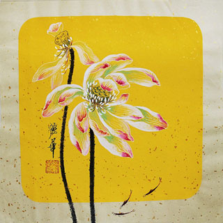 Chinese Lotus Painting,34cm x 34cm,2485064-x