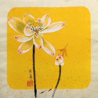 Chinese Lotus Painting,34cm x 34cm,2485065-x