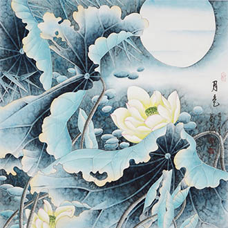 Chinese Lotus Painting,66cm x 66cm,2527012-x