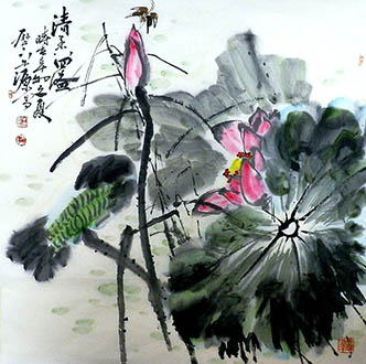 Chinese Lotus Painting,68cm x 68cm,2529004-x