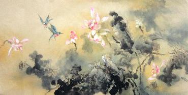 Chinese Lotus Painting,69cm x 138cm,2574021-x