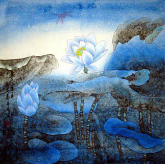 Chinese Lotus Painting,66cm x 66cm,2607009-x