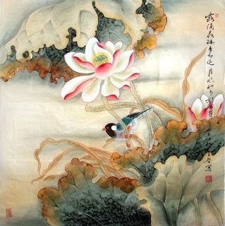 Chinese Lotus Painting,69cm x 69cm,2617016-x