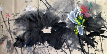 Chinese Lotus Painting,66cm x 136cm,2695015-x