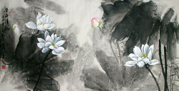 Chinese Lotus Painting,66cm x 136cm,2695021-x