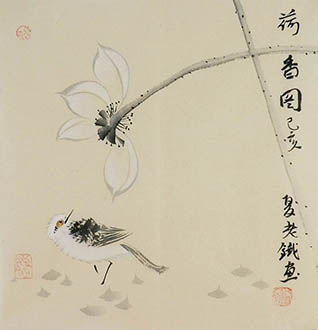 Chinese Lotus Painting,33cm x 33cm,tl21140029-x