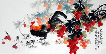 Chinese Lychee Painting,68cm x 136cm,2357022-x