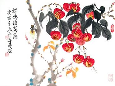 Chinese Lychee Painting,34cm x 46cm,2563002-x