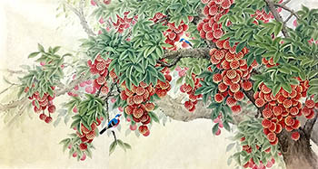 Chinese Lychee Painting,97cm x 180cm,2574043-x