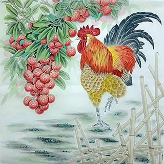 Chinese Lychee Painting,66cm x 66cm,nx21170024-x
