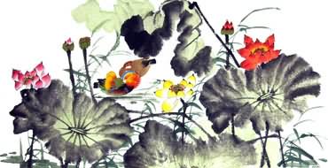 Chinese Mandarin Duck Painting,66cm x 130cm,2317005-x