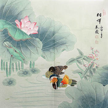 Chinese Mandarin Duck Painting,68cm x 68cm,2527020-x