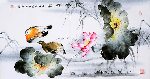 Mandarin Duck,50cm x 95cm(19〃 x 37〃),cyd21123022-z
