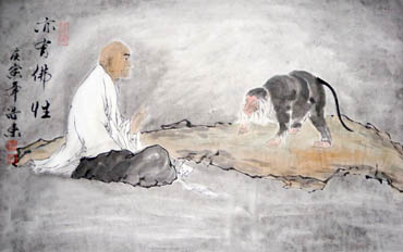 Chinese Monkey Painting,50cm x 90cm,4495010-x
