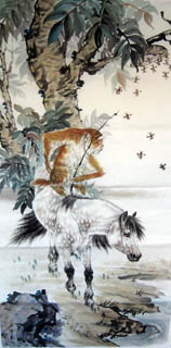 Chinese Monkey Painting,66cm x 136cm,4616003-x