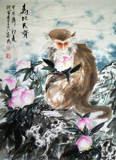 Chinese Monkey Painting,60cm x 80cm,4695040-x