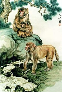Chinese Monkey Painting,60cm x 90cm,4737047-x