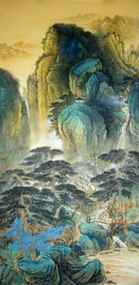 Chinese Mountain and Water Painting,69cm x 138cm,1002002-x