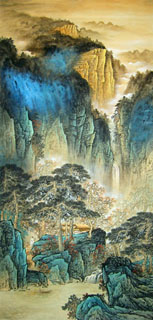 Chinese Mountain and Water Painting,69cm x 138cm,1002003-x