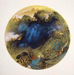 Chinese Mountain and Water Painting,38cm x 38cm,1002007-x