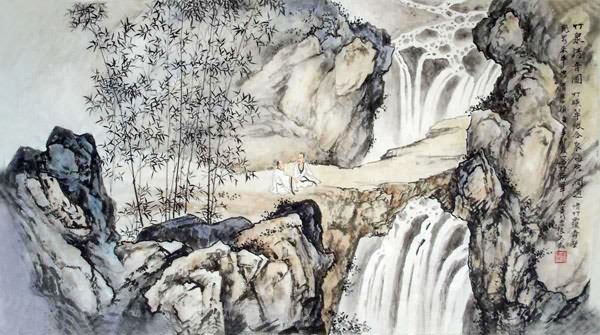 Mountain and Water,50cm x 100cm(19〃 x 39〃),1006044-z