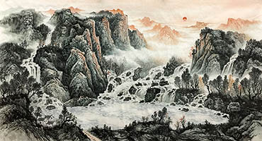 Chinese Mountain and Water Painting,90cm x 180cm,1011066-x