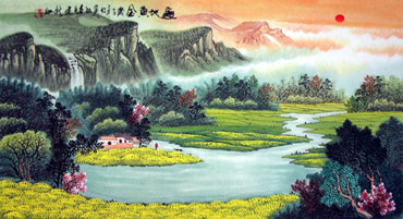 Chinese Mountain and Water Painting,50cm x 100cm,1016053-x