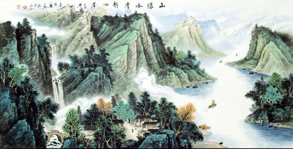 Mountain and Water,69cm x 138cm(27〃 x 54〃),1068021-z