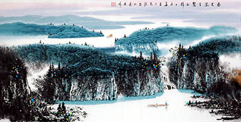 Chinese Mountain and Water Painting,68cm x 136cm,1095074-x