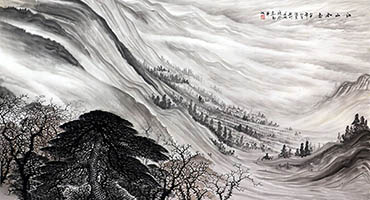 Chinese Mountains Painting,96cm x 180cm,1026010-x