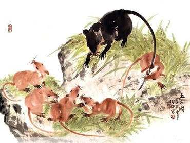 Chinese Mouse Painting,63cm x 46cm,4533004-x