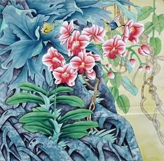 Chinese Orchid Painting,66cm x 66cm,2416002-x