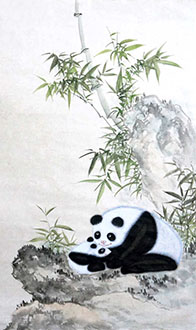 Chinese Panda Painting,40cm x 70cm,4513005-x
