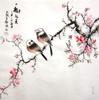 Chinese Peach Blossom Painting,50cm x 50cm,dyc21099019-x