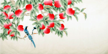 Chinese Peach Painting,66cm x 130cm,2340101-x