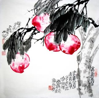 Chinese Peach Painting,69cm x 69cm,2399011-x