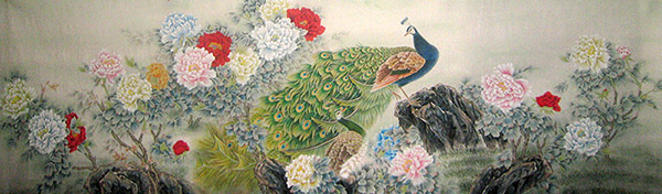 Peacock Peahen,90cm x 240cm(35〃 x 94〃),2011042-z