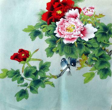 Chinese Peony Painting,66cm x 66cm,2324020-x