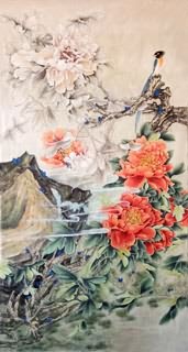 Chinese Peony Painting,66cm x 136cm,2352014-x