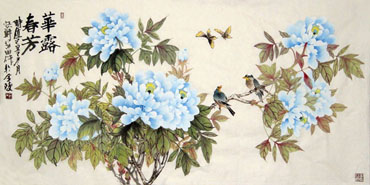 Chinese Peony Painting,68cm x 136cm,2388058-x