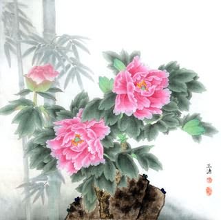 Chinese Peony Painting,62cm x 62cm,2389003-x