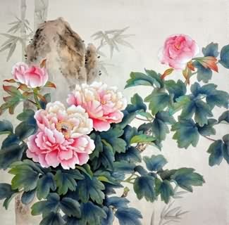 Chinese Peony Painting,50cm x 50cm,2416014-x