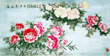 Chinese Peony Painting,69cm x 138cm,2473001-x